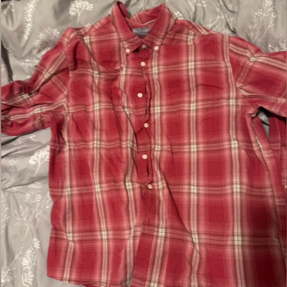 Falls Creek Red and White Casual Button Down Shirt